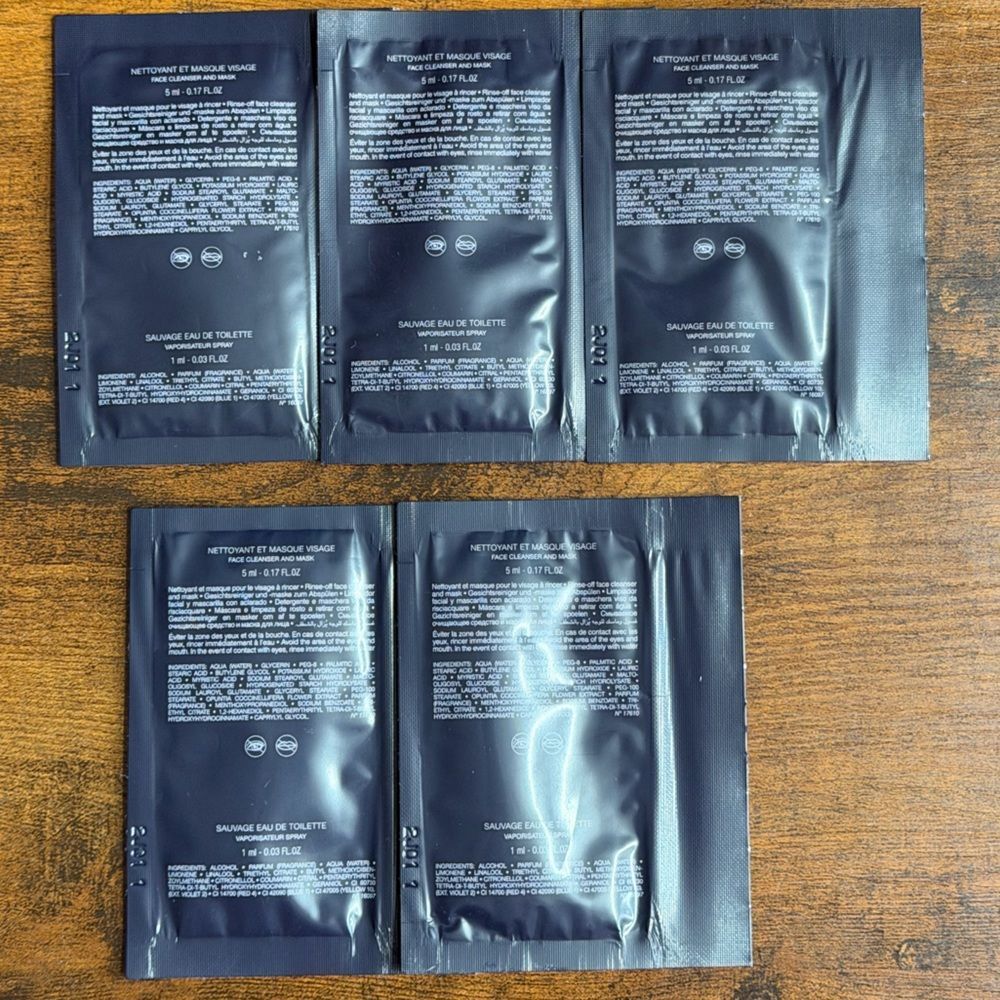 Dior Sauvage Samples Bundle 15pc | Face Cleanser, Beard Moisturizer, Car Freshie - Picture 4 of 9